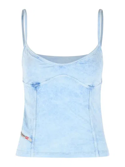 Diesel Ony Light Blue Stretch Cotton Tank Top