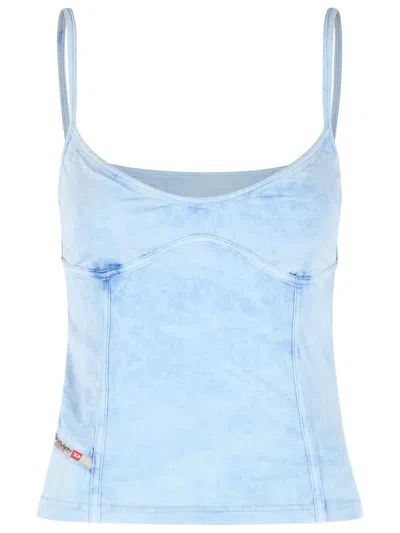Diesel Ony Light Blue Stretch Cotton Tank Top