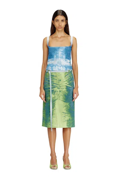 Diesel Open-back Apron Dress In Coloured Satin Denim In Multi