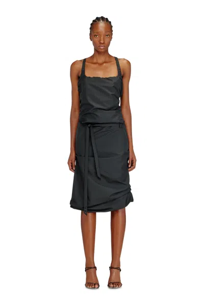 Diesel Open-back Apron Dress In Taffeta In Black