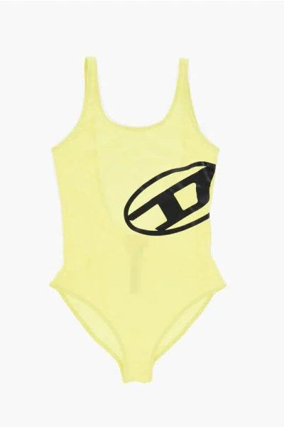 Diesel Open Back Nylon Mimmy One Piece Swimsuit In Yellow