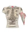 Diesel Asymmetric Crew Neck Cropped Top In Nude