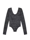 Diesel Open-back Long-sleeve Bodysuit In Gray