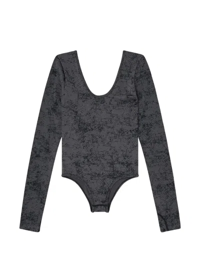 Diesel Open-back Long-sleeve Bodysuit In Gray