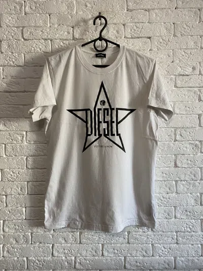 Pre-owned Diesel Opium Big Star T-shirt In White