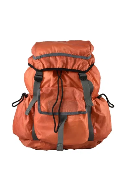 Diesel Orange Polyester Backpack In Brown