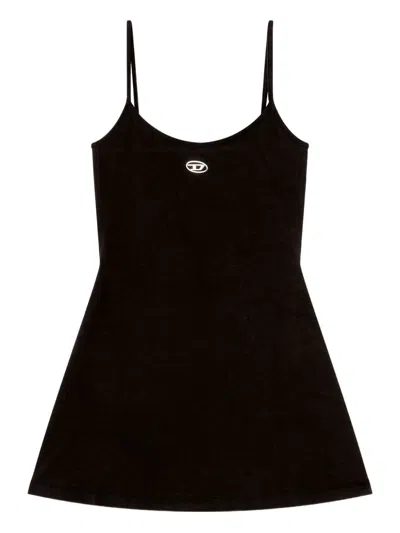 Diesel Organic Cotton Mini Dress With Logo Detail For Women In Black