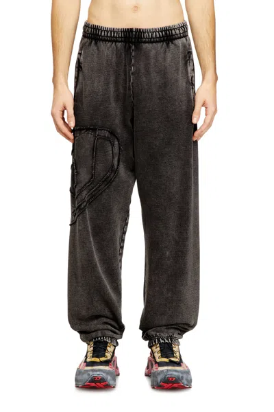 Diesel Organic Cotton Sweatpants With Oval D Patch In Gray