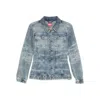 Diesel Fitted Jacket In Lasered Cotton-hemp Denim In Blue