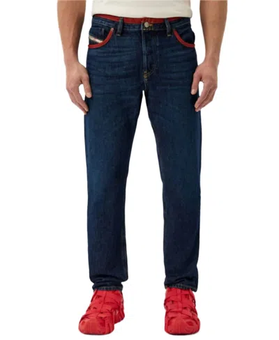 DIESEL OUTLINE STRAIGHT LEG DENIM JEANS IN BLUE/ORANGE
