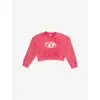 Diesel Oval-brand-print Round-neck Cotton-jersey Sweatshirt 8-16 In Strawberry Red