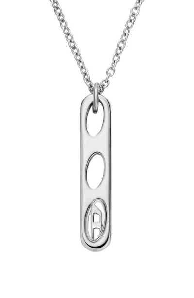 Diesel ® Oval D Bar Pendant Necklace In Metallic