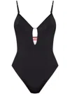 Diesel Logo Jewel Plunge Bodysuit In Black