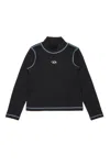 Diesel Contrast-stitching Long-sleeve Top In Black