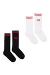 Diesel Oval D Branded Set Of Two Pairs Of Socks In Black