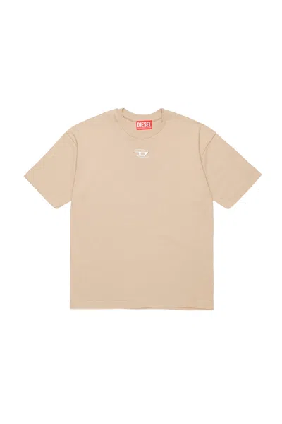 Diesel Kids' Oval D Branded T-shirt In Beige