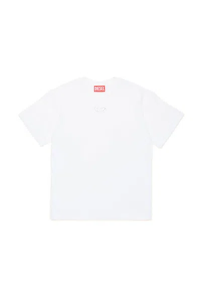 Diesel Kids' Oval D Branded T-shirt In White