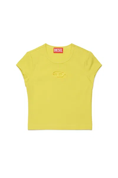 Diesel Kids' Oval D Branded T-shirt In Yellow