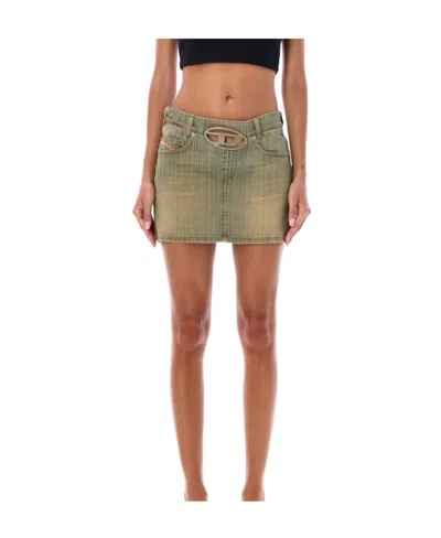 Diesel Oval D Buckle Denim Skirt In Multicolor