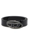 Diesel Black Belt With Oval Logo Buckle