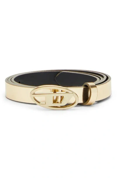 Diesel ® Oval D Buckle Metallic Belt In Brown