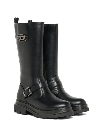 Diesel Kids' Oval D Buckle-fastening Boots In Multi