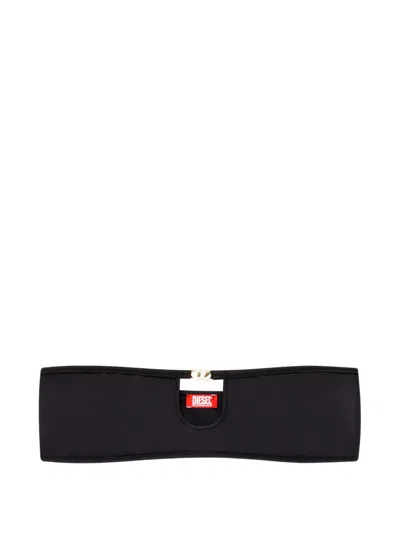 Diesel Oval D Cut-out Bandeau Bra In Black