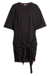 Diesel T-shirt Dress With Tie Front In Black