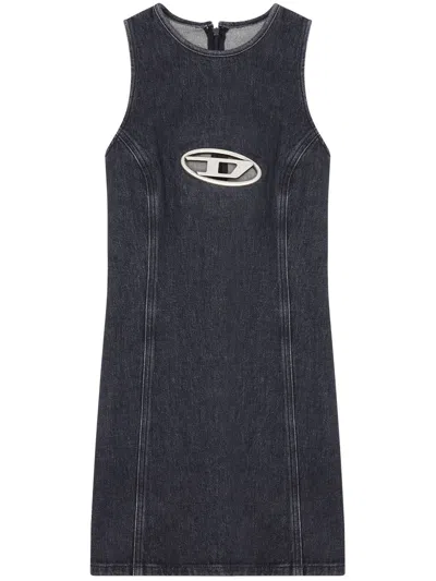 Diesel De-ferriz Logo Mini Dress In Black
