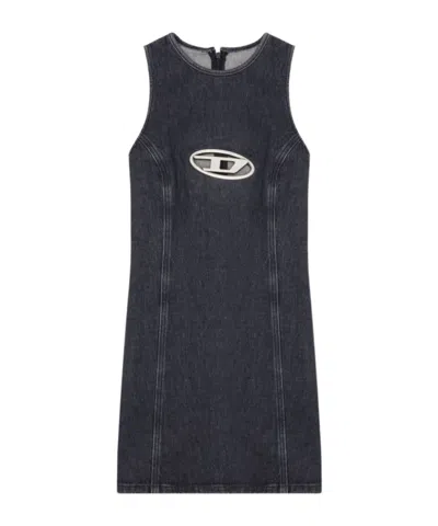 Diesel De-ferriz Logo Mini Dress In Black