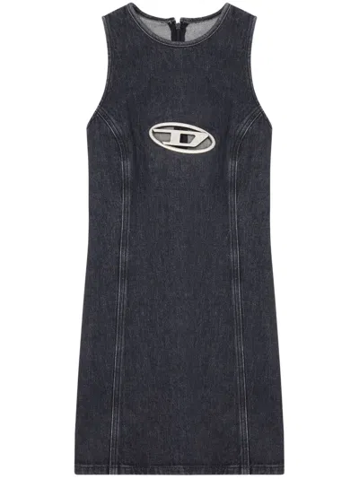 Diesel De-ferriz Logo Mini Dress In Black