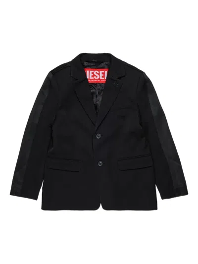 Diesel Kids' Oval D Double-breasted Blazer In Black