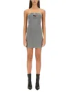 Diesel Women Grey Stretch Cotton Blend Mini Dress