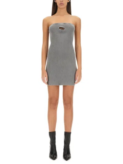 Diesel Strapless Mini Dress With In Grey