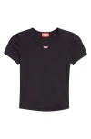 Diesel ® Oval D Embroidered Rib T-shirt In Black