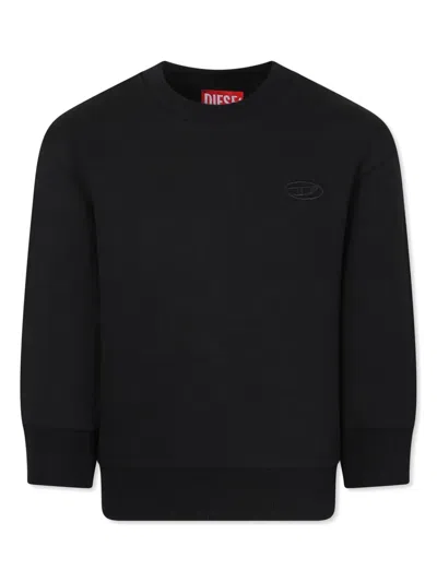Diesel Kids' Oval D-embroidered Sweatshirt In Black