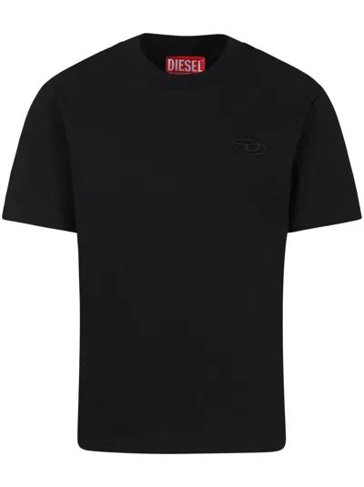Diesel Kids' Oval D-embroidered T-shirt In Black