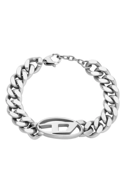 Diesel ® Oval D Enamel Chain Bracelet In Metallic