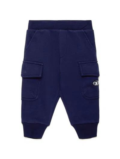 Diesel Babies' Oval-d Fleece Cargo Trousers In Blue