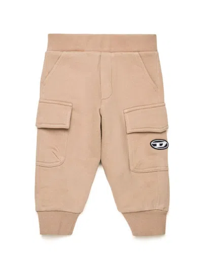 Diesel Babies' Oval-d Fleece Cargo Trousers In Neutrals