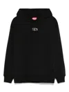 Diesel Hooded Knitwear With Drawstring And Ribbed Cuffs In Black