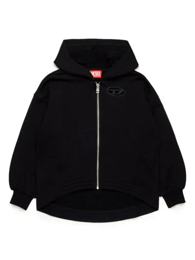 Diesel Kids' Oval D Hoodie In Black