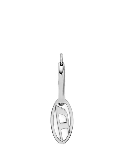 Diesel Oval D Hoop Earring In Metallic