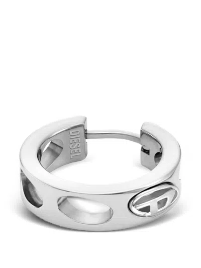 Diesel Oval-d Hoop Earring In Silver