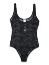 Diesel Megan-utlt Jacquard Mesh Bodysuit In Black