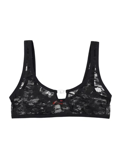 Diesel Camo Lace Bralette With Oval D Plaque In Black
