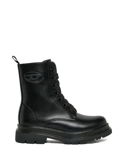 Diesel Kids' Oval D Lace-up Boots In Multi
