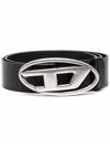 Diesel 4cm D Leather Buckle Belt In Black