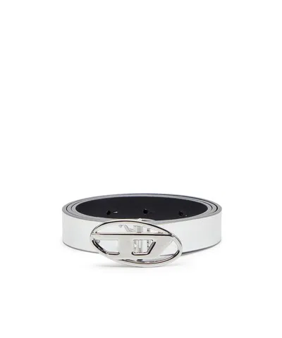 Diesel Oval D Logo B-1dr Buckle Belt In White