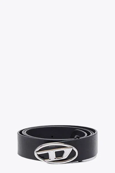 DIESEL OVAL D LOGO B-1DR-LAYER MAT BLACK AND SHINY BLACK LEATHER REVERSIBLE BELT - B-1DR LAYER